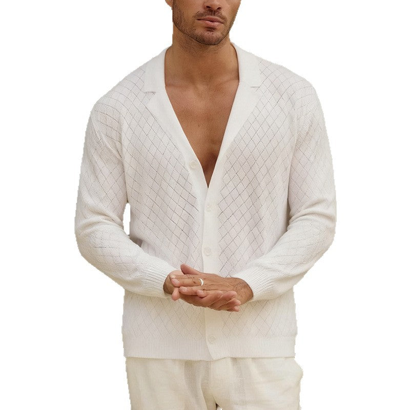 Herren elegante Strickjacke mit hochwertigem Muster Aliams