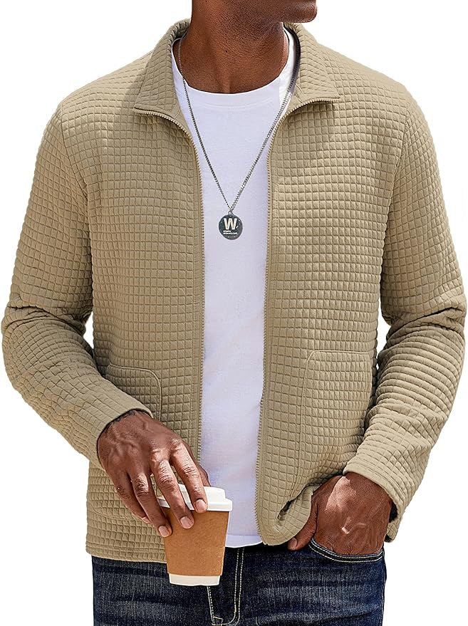 Herren Strukturierte Sweatjacke mit hohem Kragen und praktischen Taschen Aliams