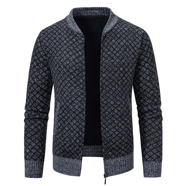 Herren Urbaner Strickjacke mit asymmetrischem Reißverschluss, hohem Kragen und modernen Details Aliams