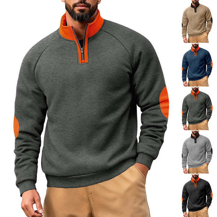 Herren Fleece-Kapuzenpullover mit innovativem Reißverschluss und Kontrastdetails Aliams