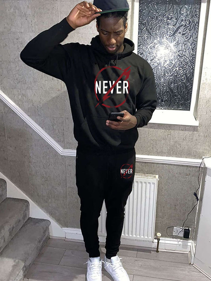 Herren Kapuzenpullover und Jogginghose Set mit motivierendem Aufdruck Aliams