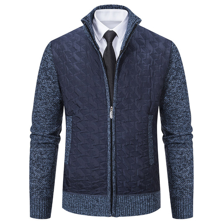Herren elegante Hybridjacke mit Steppdesign und raffinierten Strickärmeln Aliams