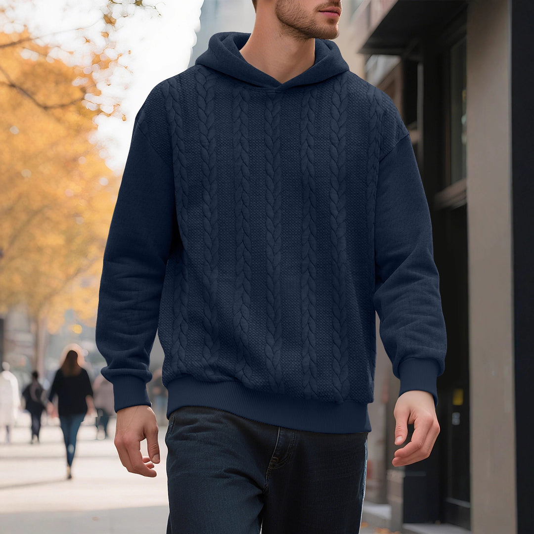 Herren Hoodie mit strukturiertem Strickmuster und modischen Akzenten Aliams