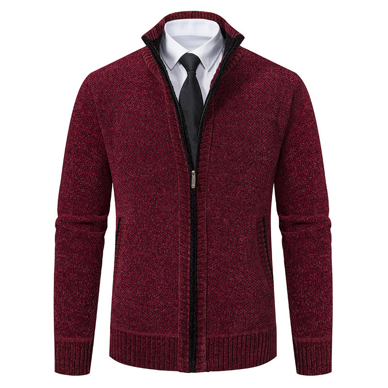 Herren elegante Strickjacke mit modernem Reißverschluss und hohem Kragen Aliams