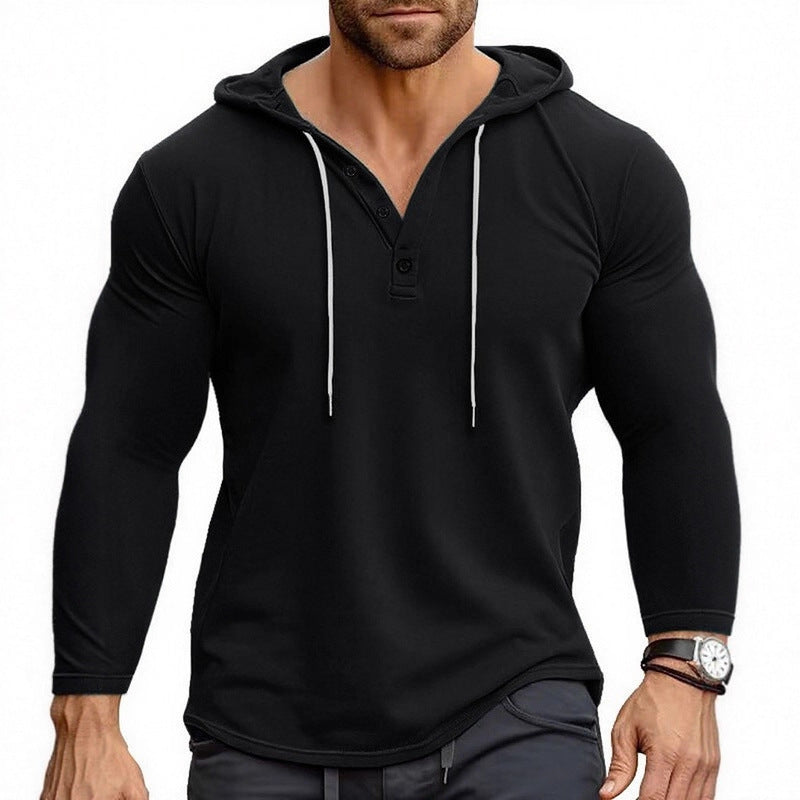 Herren Kapuzenshirt mit modernem Knopfverschluss und atmungsaktivem Stoff Aliams