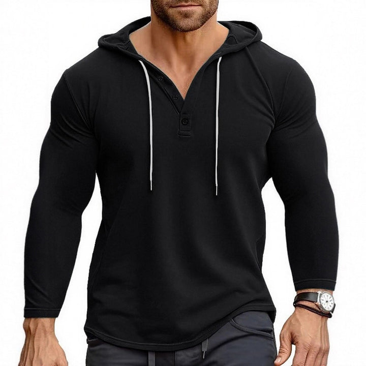 Herren Kapuzenshirt mit modernem Knopfverschluss und atmungsaktivem Stoff Aliams