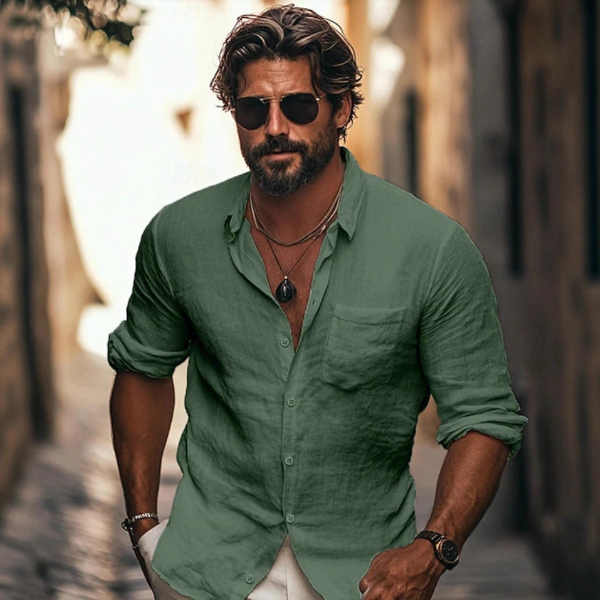 Herren Leichtes Sommertunika Hemd Aliams