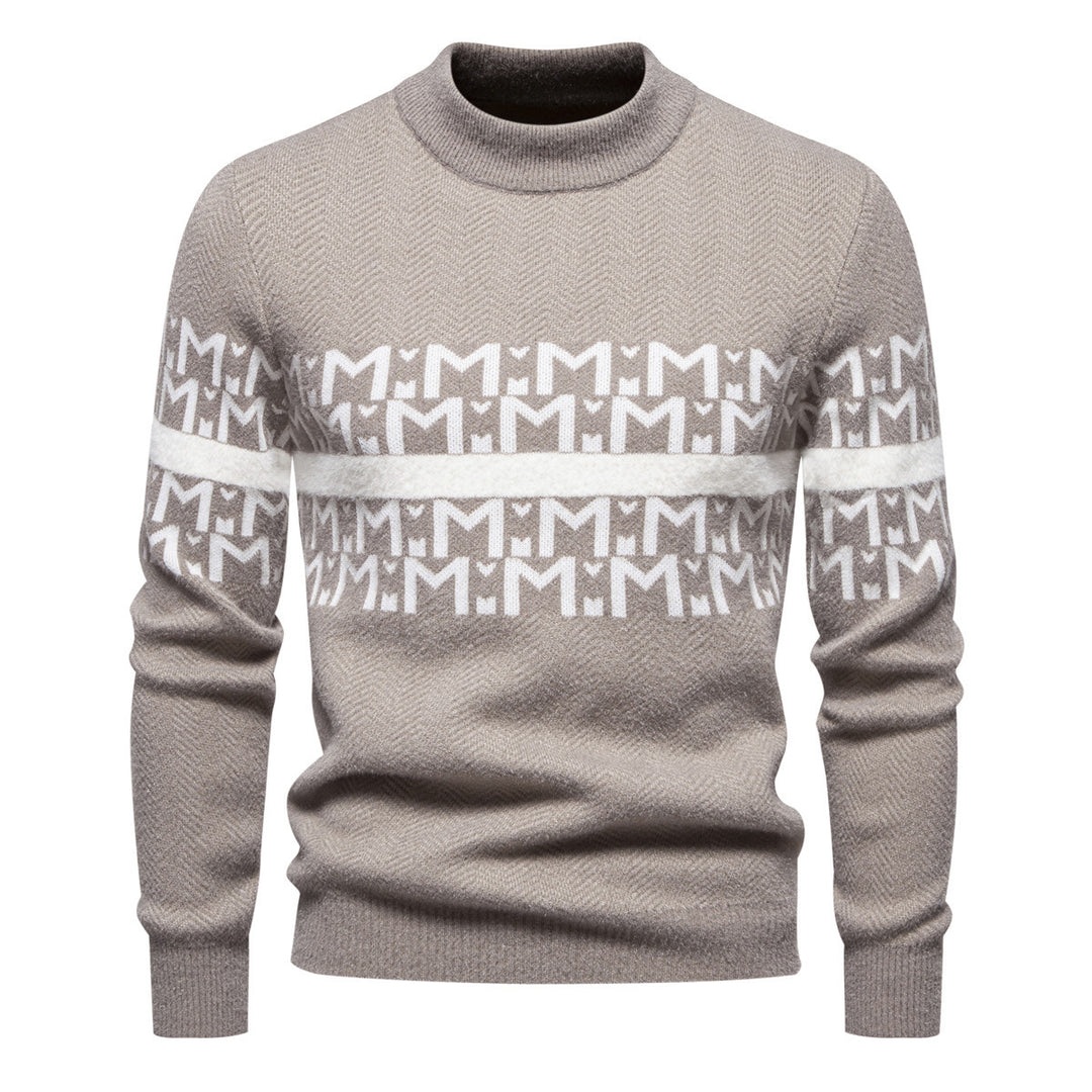 Herren Strickpullover mit modernem Zopfmuster und hohem Stehkragen Aliams