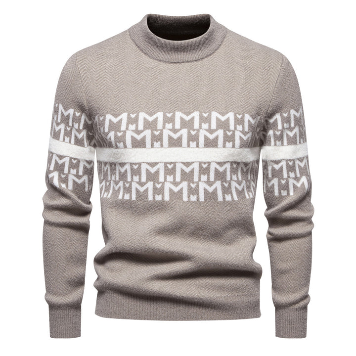 Herren Strickpullover mit modernem Zopfmuster und hohem Stehkragen Aliams