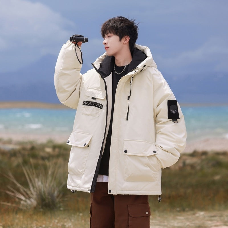 Herren isolierte Outdoor-Pufferjacke mit multifunktionalen Taschen und verstellbarem Kapuzensystem Aliams