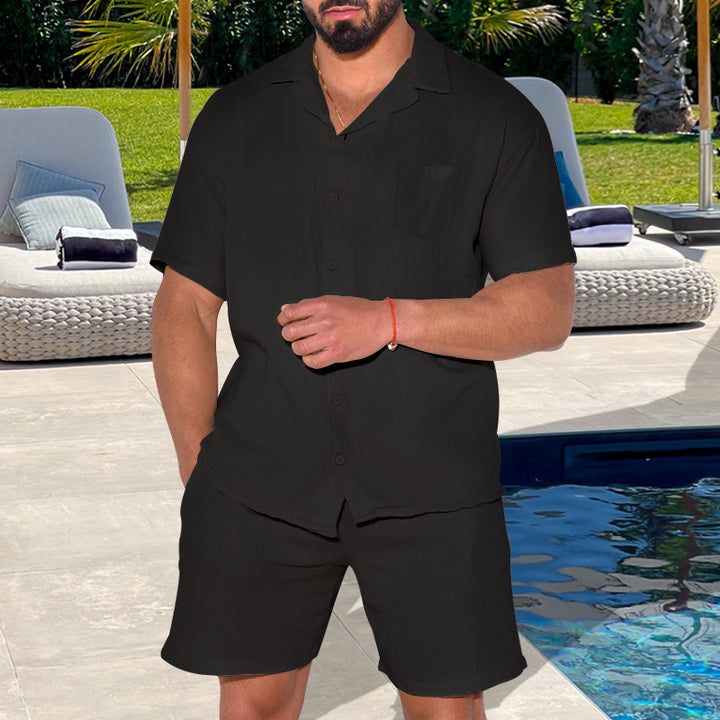 Herren sommerliches Kurzarm-Oberteil mit bequemen Shorts Aliams