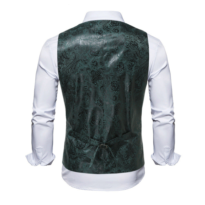 Herren elegante Weste mit floralem Muster und doppelter Knopfreihe Aliams