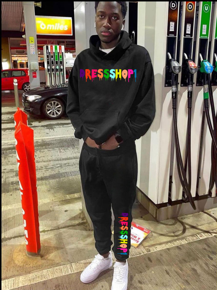 Herren Hoodie und Jogginghose Set mit modernem Farbverlauf Druck Aliams