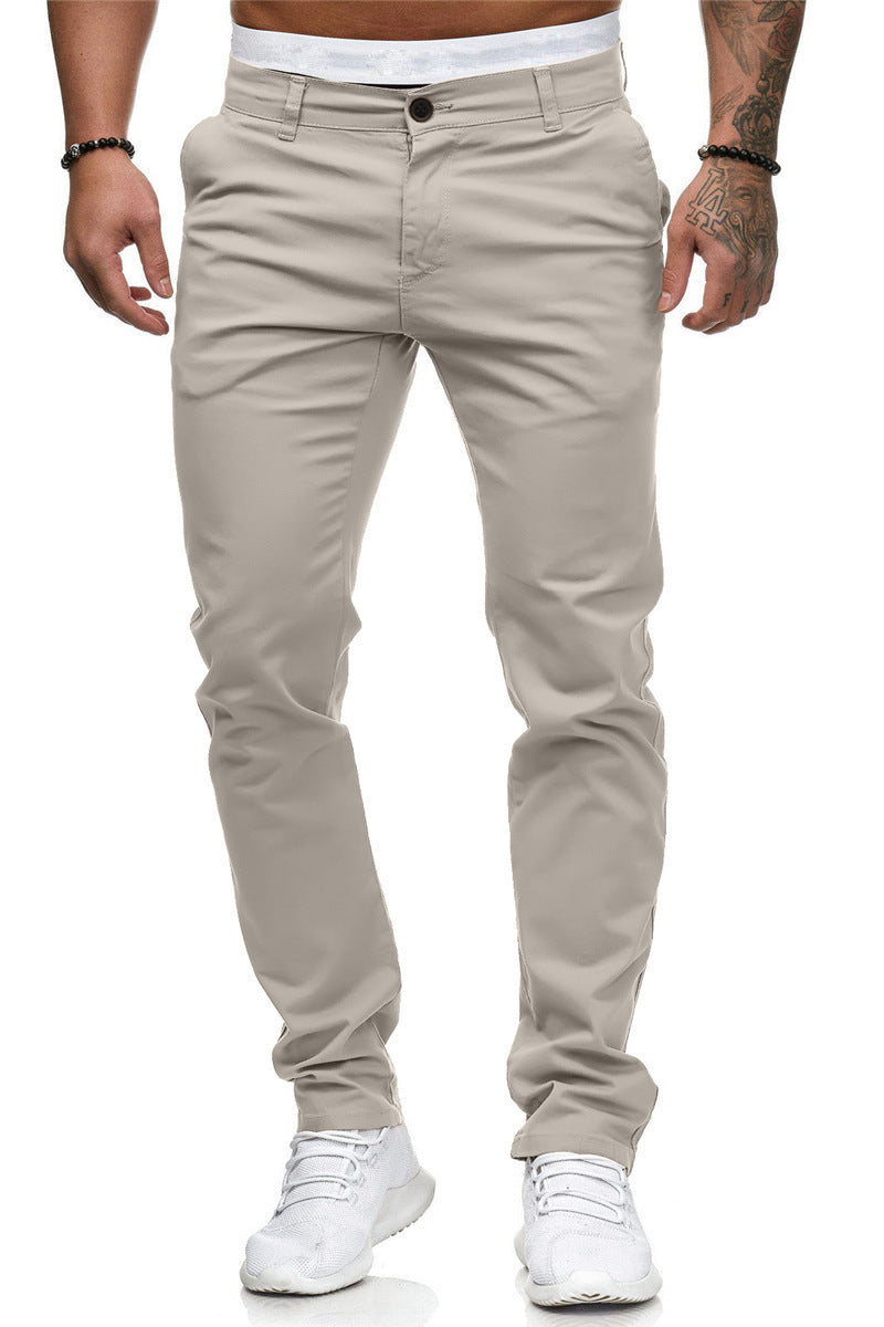 Herren stylische Slim-Fit Chinohose mit elastischem Bund und seitlichen Taschen Aliams