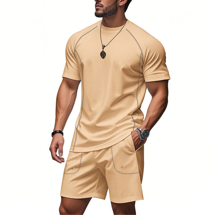 Herren sportliches Kurzarm-T-Shirt und Shorts-Set aus atmungsaktivem Material Aliams