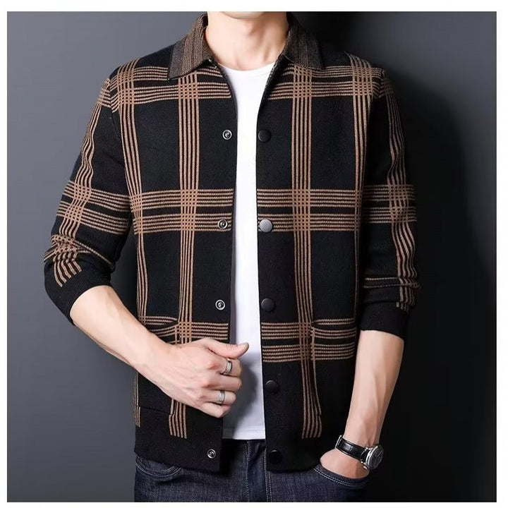 Herren Karierte Strickjacke mit modernem Schnitt Aliams