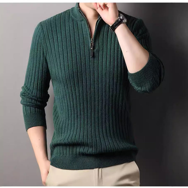 Herren Strickpullover mit modernem Stehkragen im Rippdesign Aliams