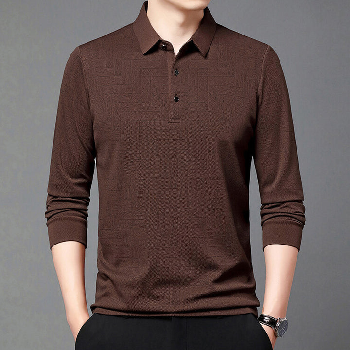 Herren elegante Langarmbluse mit strukturiertem Design Aliams