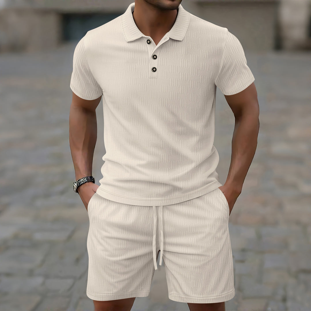 Herren Sportliches Polohemd und Shorts Set Aliams