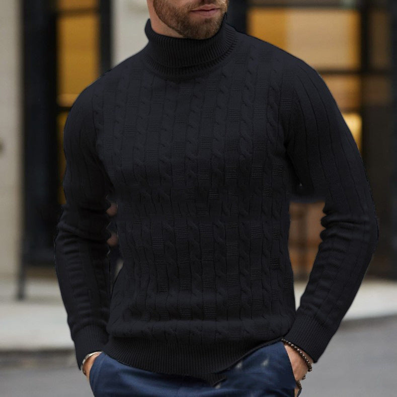 Herren Strickpullover mit schickem Rollkragen und strukturiertem Muster Aliams