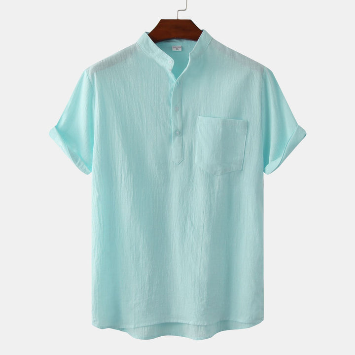 Herren Kurzarmhemd im legeren Henley-Stil mit Brusttasche Aliams