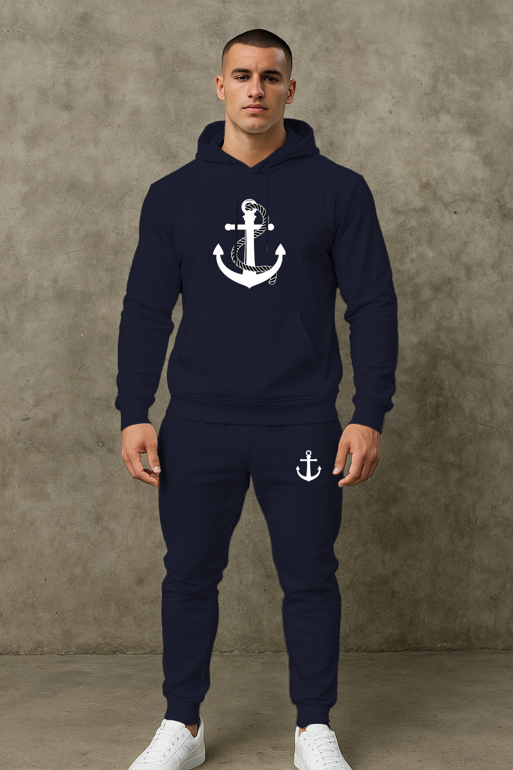 Herren Hoodie- und Jogginghose-Set mit maritimem Ankerdesign Aliams