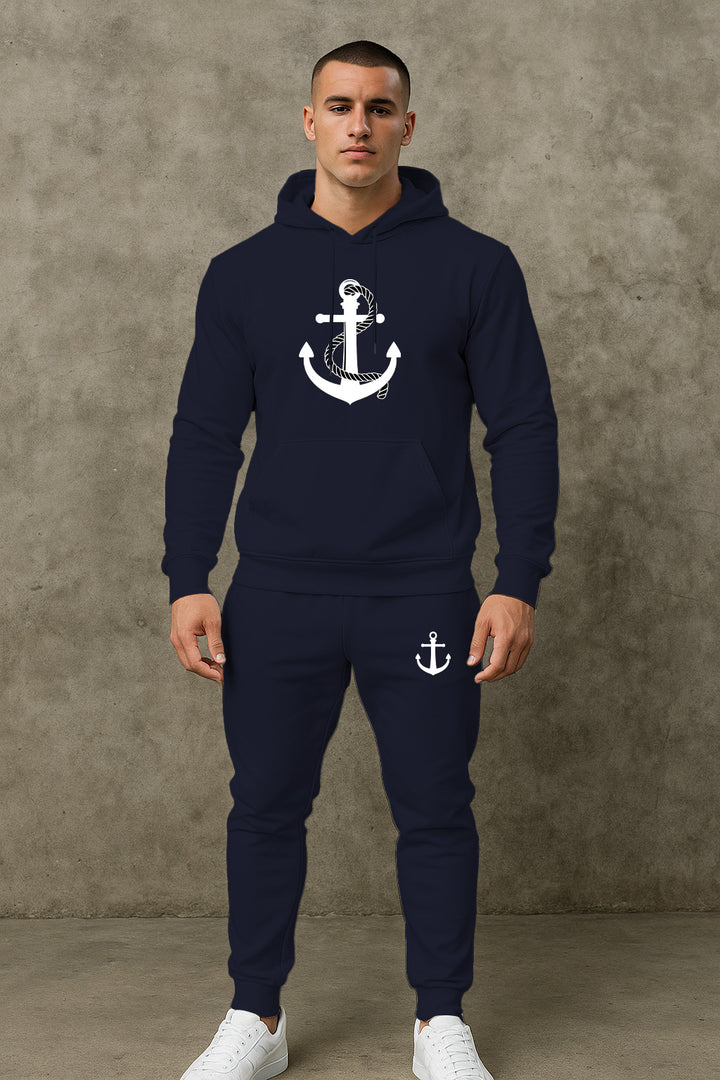 Herren Hoodie- und Jogginghose-Set mit maritimem Ankerdesign Aliams