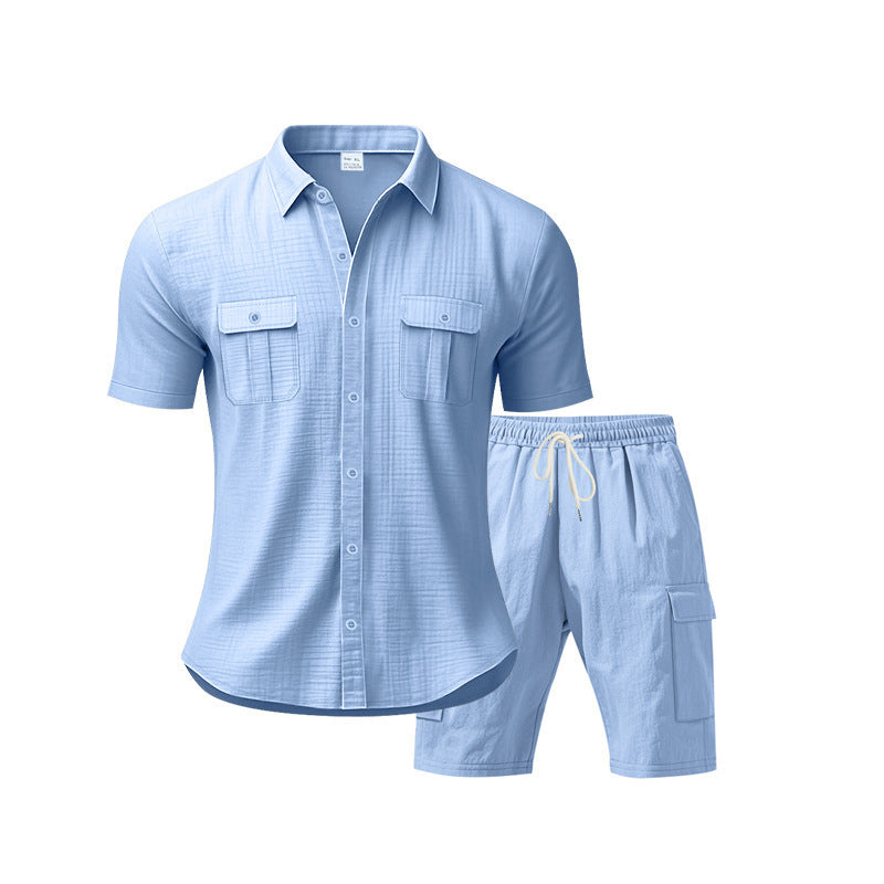 Herren Freizeit-Outfit mit lässigem Hemd und praktischen Cargo-Shorts Aliams