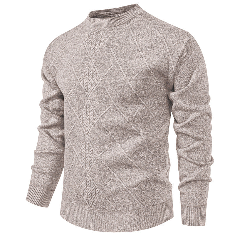 Herren Feiner Strickpullover mit strukturiertem Zopfmuster und Rundhalsausschnitt Aliams
