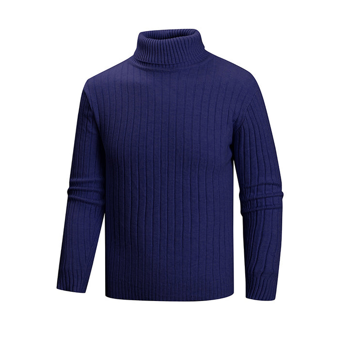 Herren eleganter Pullover mit hohem Kragen und feiner Rippenstruktur Aliams