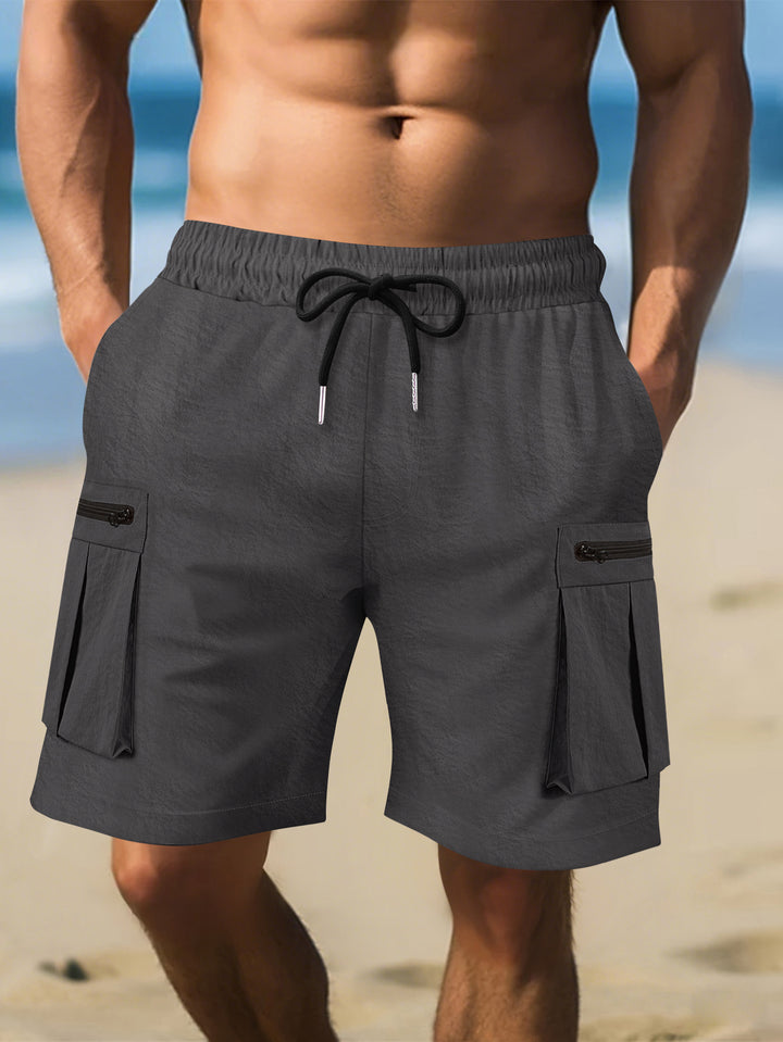 Herren Cargo-Shorts mit praktischen Reißverschlusstaschen und elastischem Bund Aliams