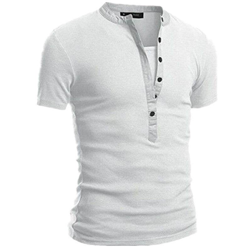 Herren Kurzarm Shirt mit modernen Knöpfen und gestepptem Kragen Aliams