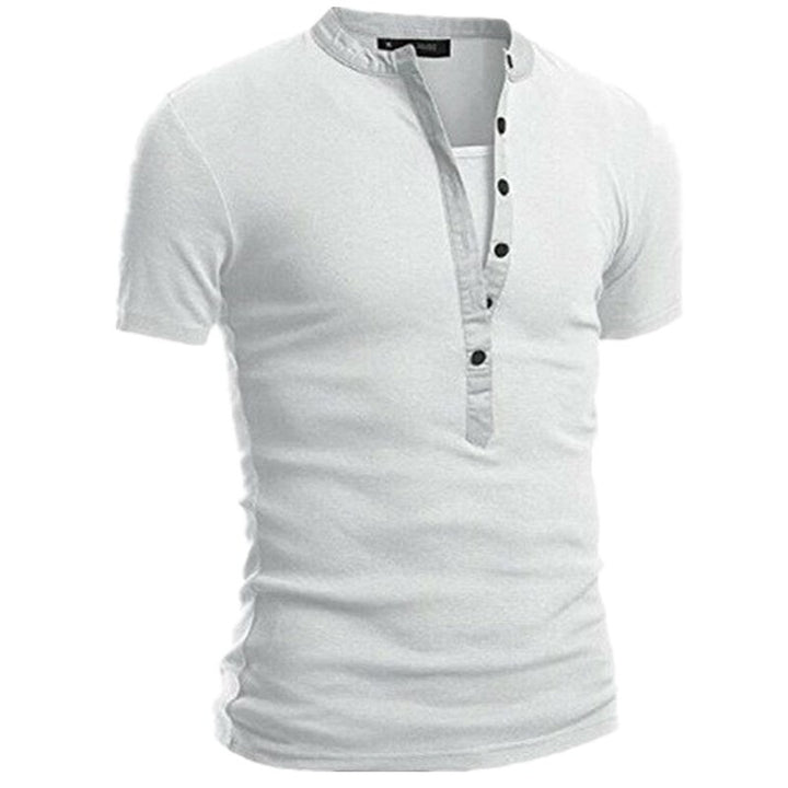 Herren Kurzarm Shirt mit modernen Knöpfen und gestepptem Kragen Aliams