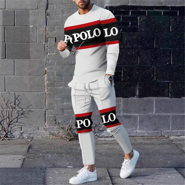 Herren sportliches Set aus Langarmshirt und Jogginghose mit modernem Streifenmuster Aliams