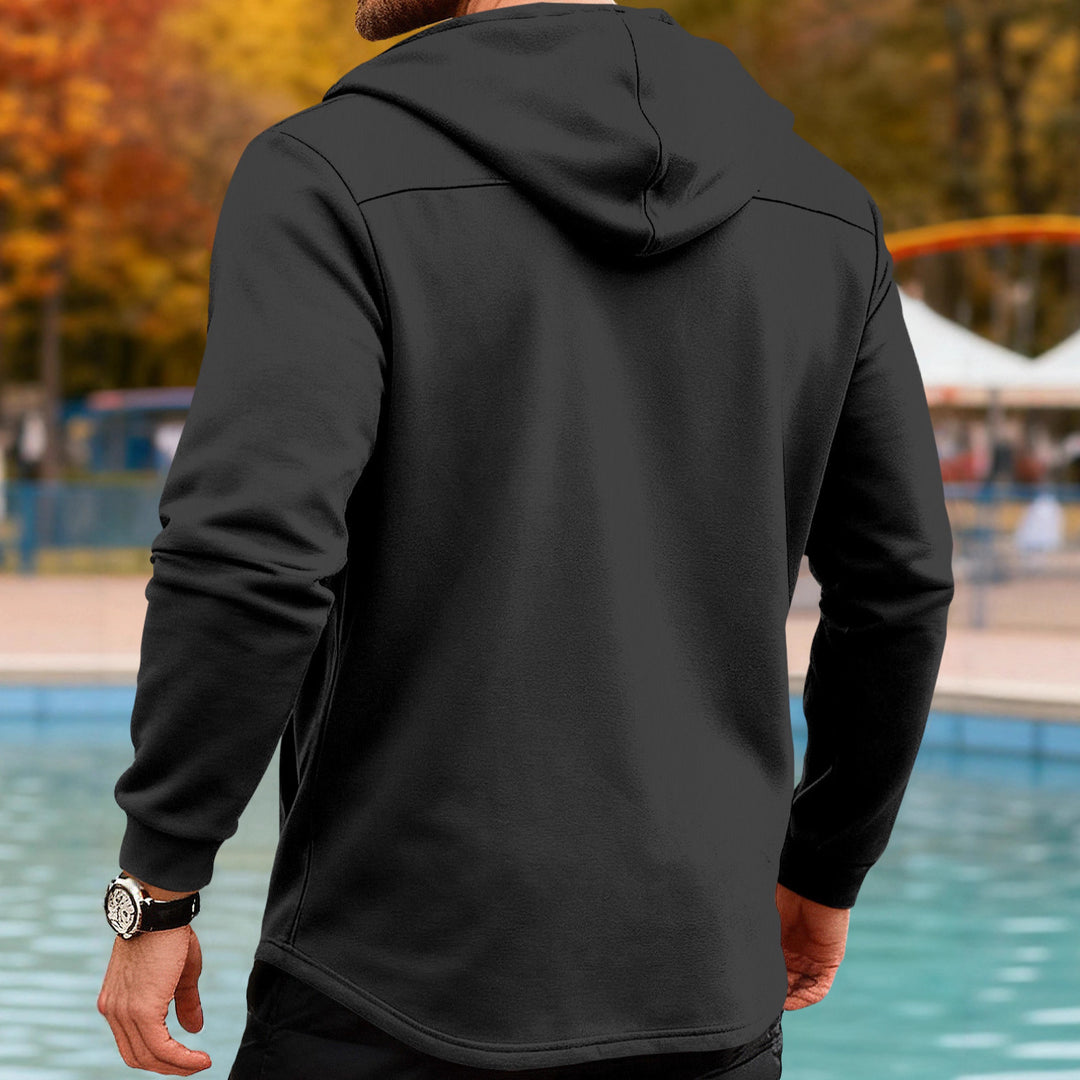 Herren Kapuzensweater mit doppelter Knopfverschluss und seitlichen Taschen Aliams