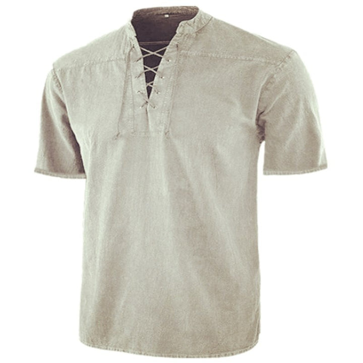 Herren Kurzarmhemd mit auffälligem Schnürdetail Aliams