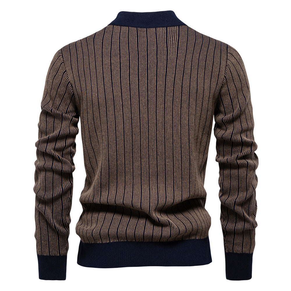 Herren Feinstrickpullover mit Rollkragen und Streifenmuster Aliams