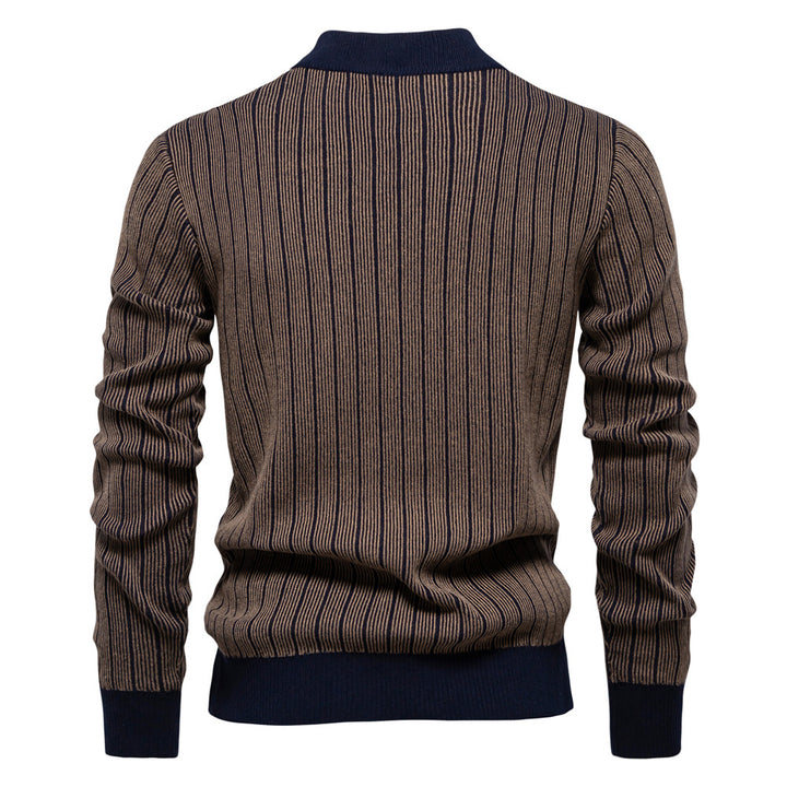 Herren Feinstrickpullover mit Rollkragen und Streifenmuster Aliams