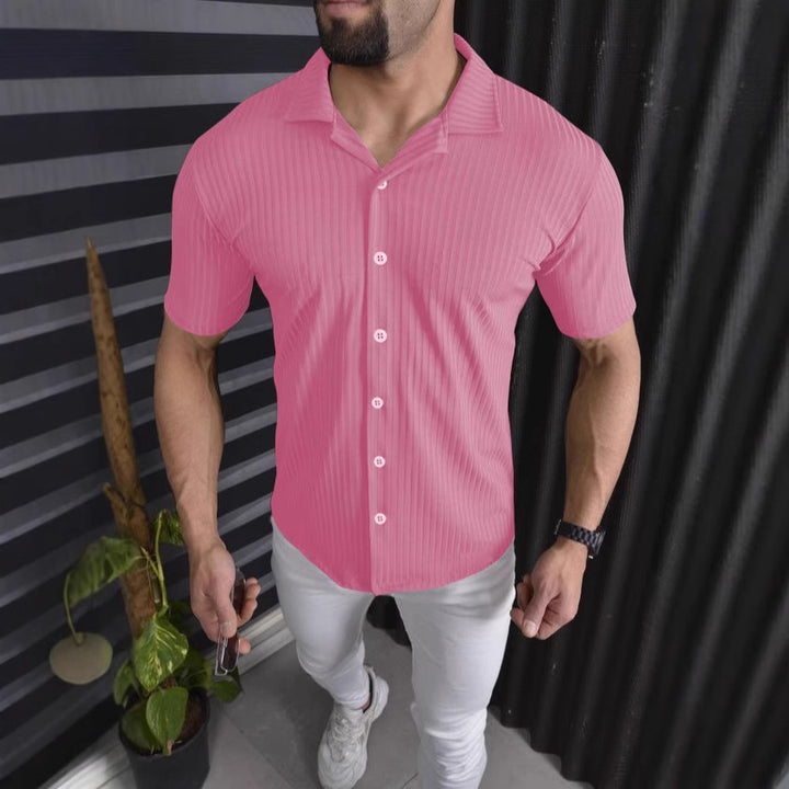 Herren Kurzarm-Hemd mit feinem Rippendesign Aliams