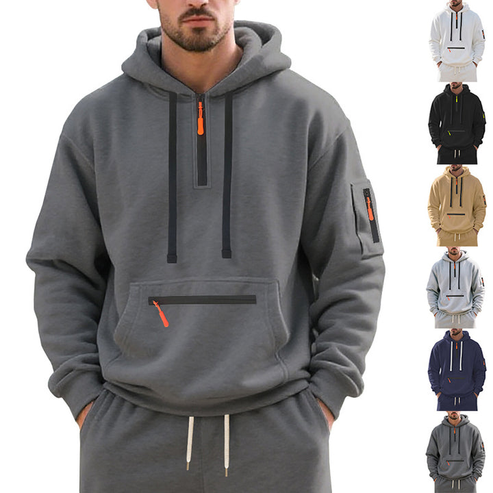 Herren Sportlicher Hoodie mit funktionalen Reißverschlusstaschen Aliams
