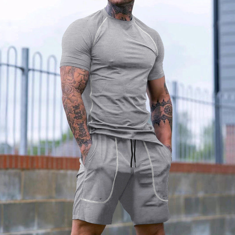 Herren Sportliches Kurzarm-Set aus atmungsaktivem Funktionsmaterial mit elastischem Bund Aliams