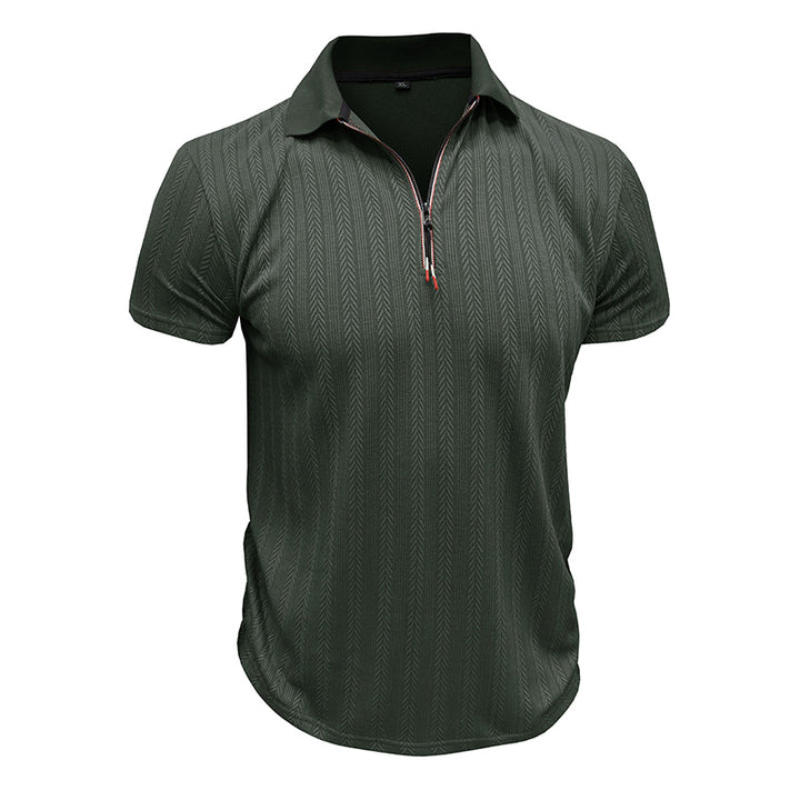 Herren Poloshirt mit Reißverschluss und strukturiertem Dessin Aliams