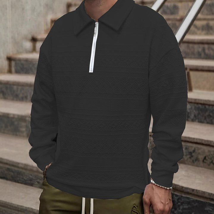 Herren Strickpullover mit Reißverschluss und strukturierter Oberfläche Aliams