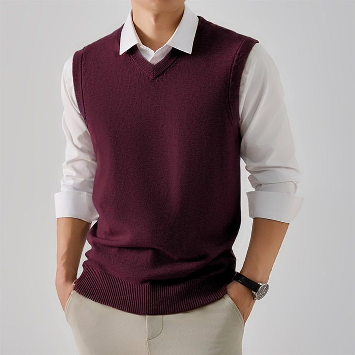Herren eleganter V-Ausschnitt Pulloverweste Aliams