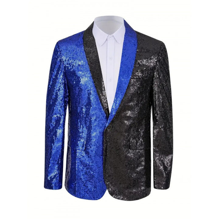 Herren Glänzender Pailletten-Blazer mit kontrastierenden Farben Aliams