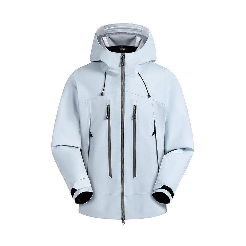 Herren wasserabweisende Funktionsjacke mit verstellbarem Kapuzensystem und mehrfachen Reißverschlusstaschen Aliams