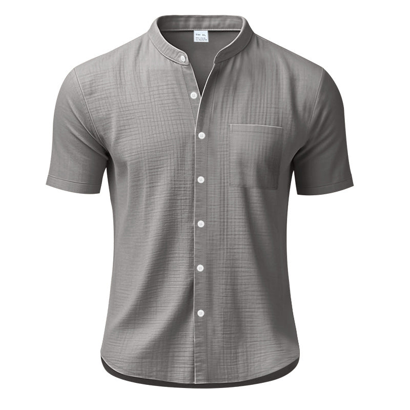 Herren Kurzarm-Henley-Shirt mit strukturiertem Design und Brusttasche Aliams