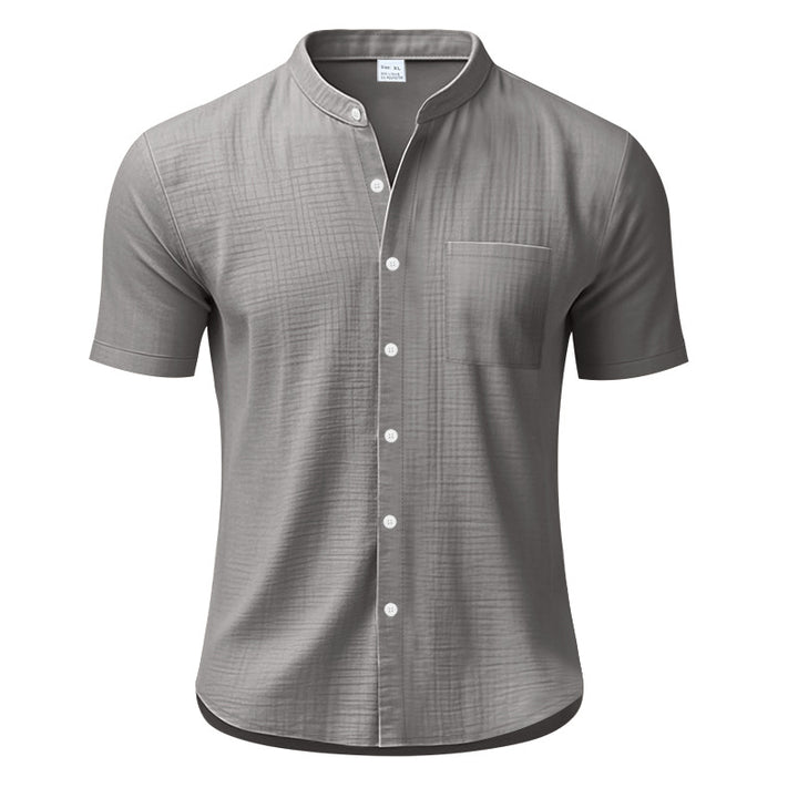 Herren Kurzarm-Henley-Shirt mit strukturiertem Design und Brusttasche Aliams