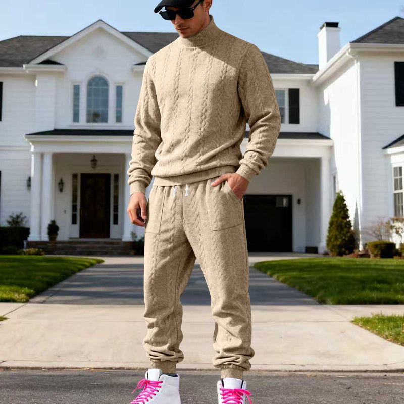 Herren Grobstrick Freizeitanzug mit hohem Kragen Aliams