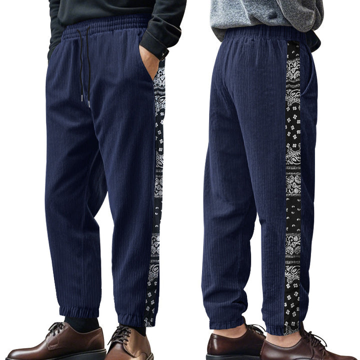 Herren Freizeithose mit dekorativen Seiteneinsätzen im Bandana-Design Aliams